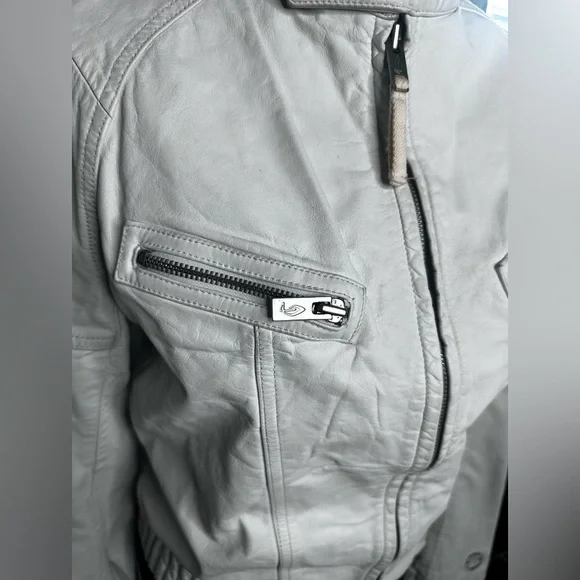 Vintage Diesel White Leather Zip-Up Jacket - Picture 9 of 17